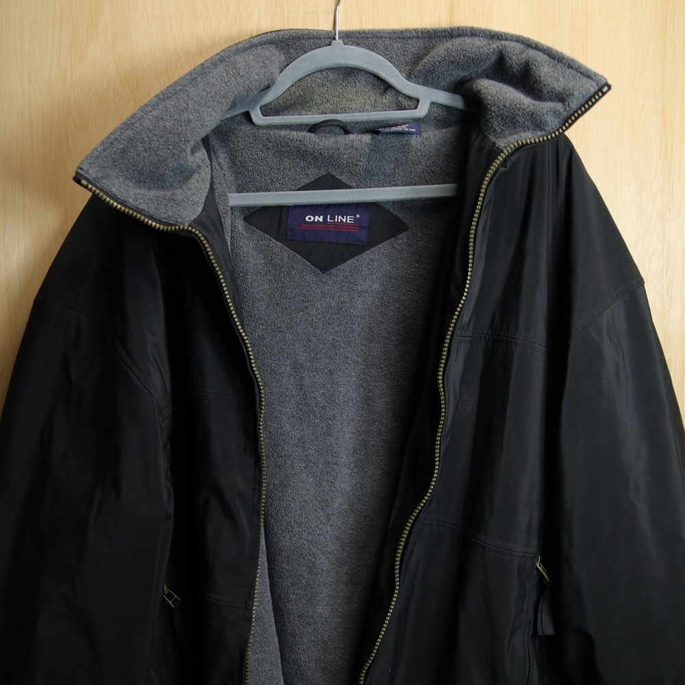 On Line Mens Black Fleece Lined Full Zip Padded Jacket XL RN 95298